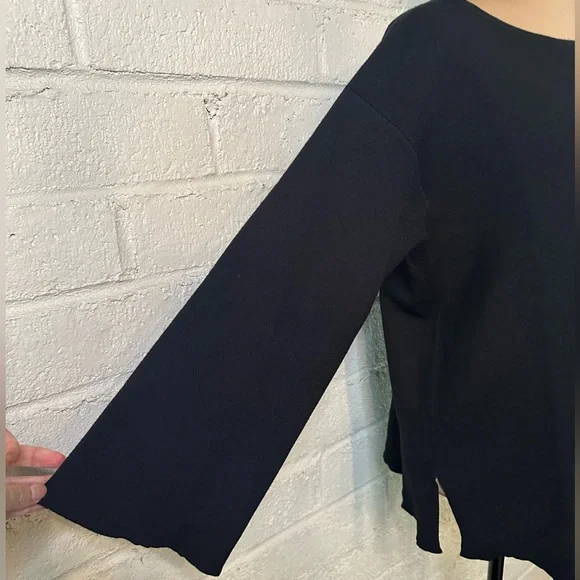 The Row Shayna Black Wool Viscose Sweatshirt size XS Oversized Flare Sleeves
